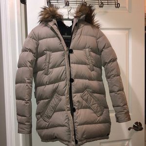 Scotch and Soda Tan Coat with Fur Hood